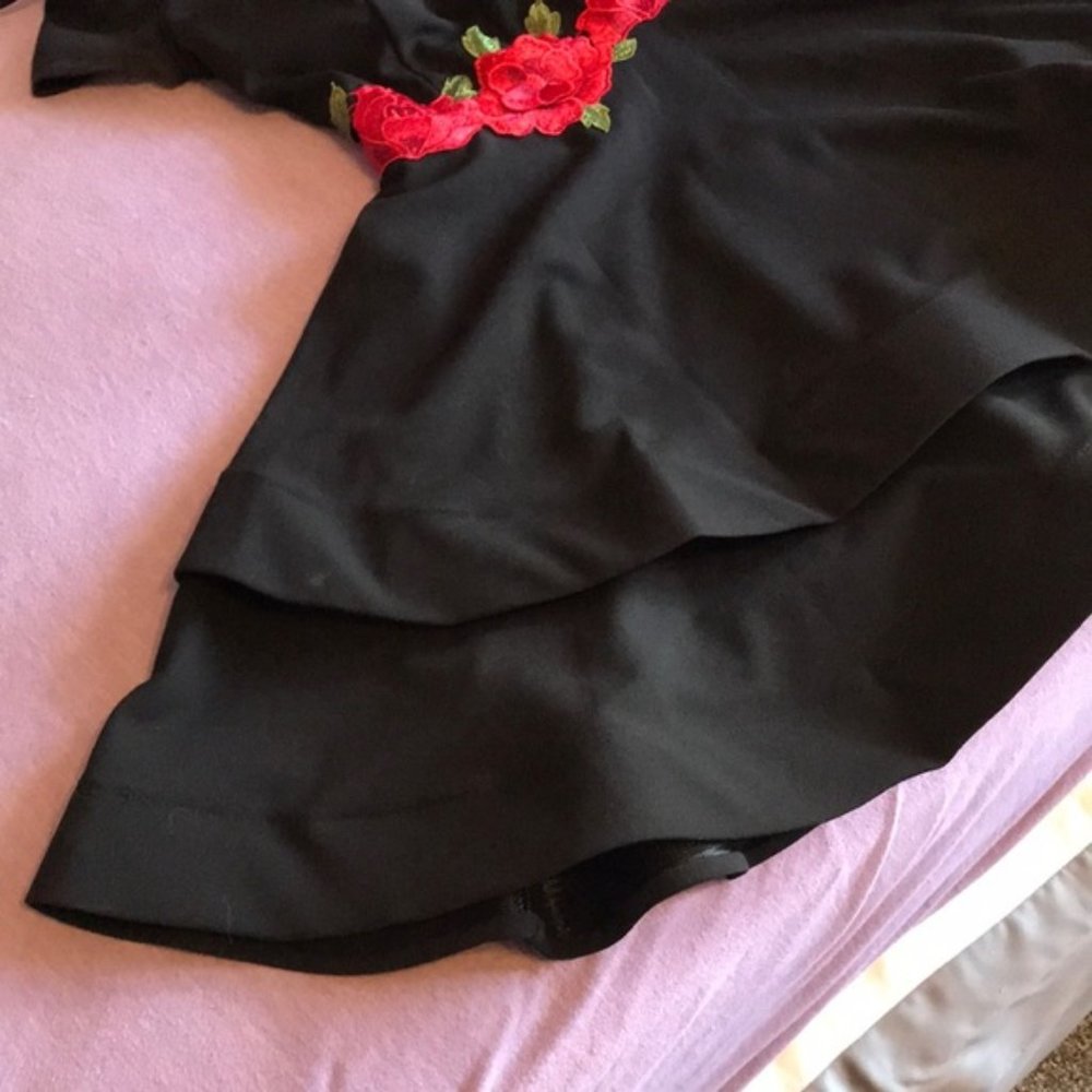 Dillard’s Black Dress with Embroidered Roses